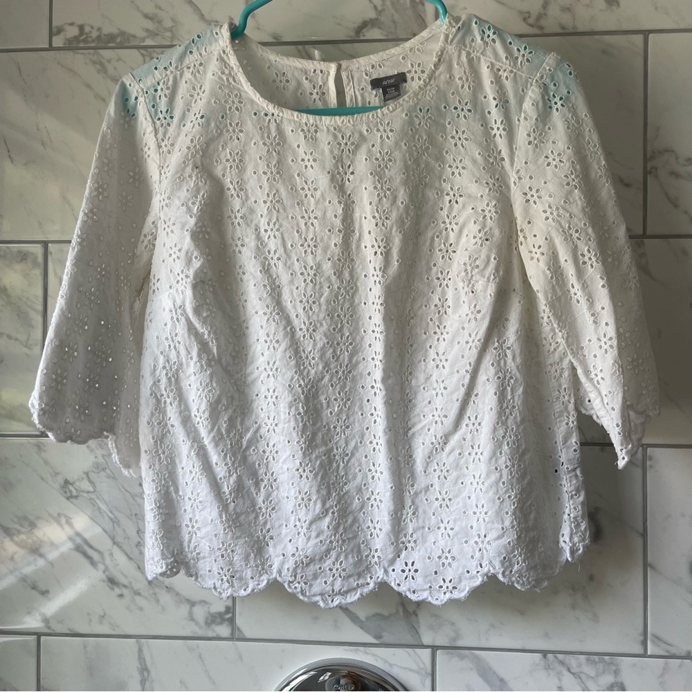 🤍 White Eyelet Blouse